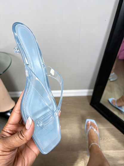 Jelly Thong Kitten Heel Sandals