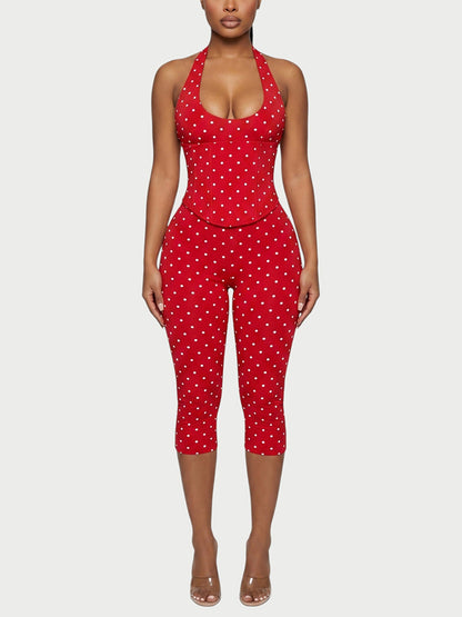Polka Dot Jumpsuit & Corset Set