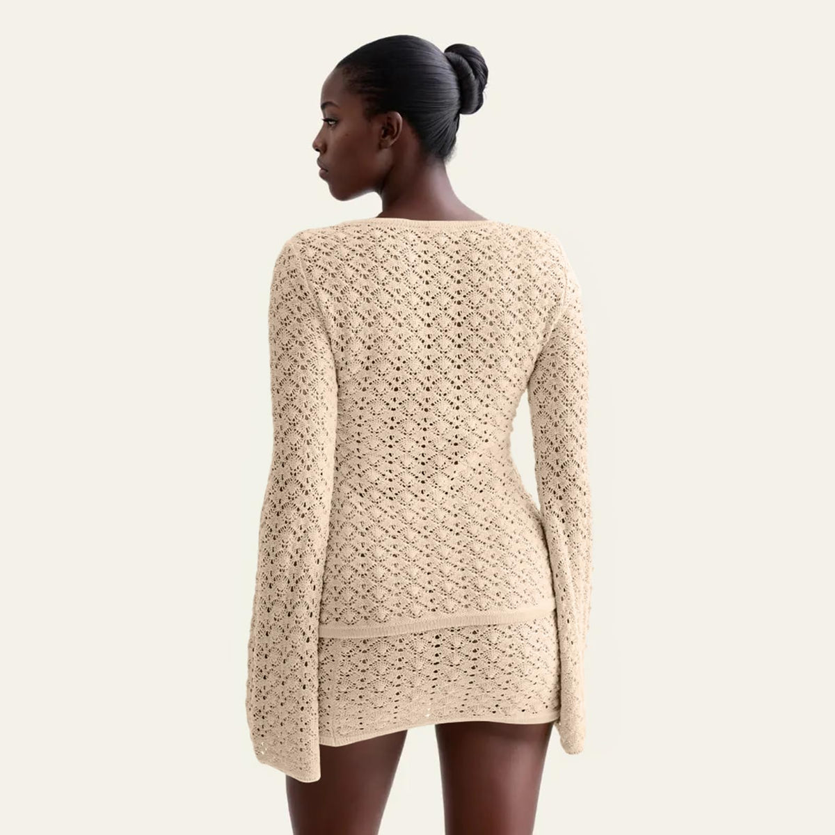 Crochet Knit Top Skirt Set