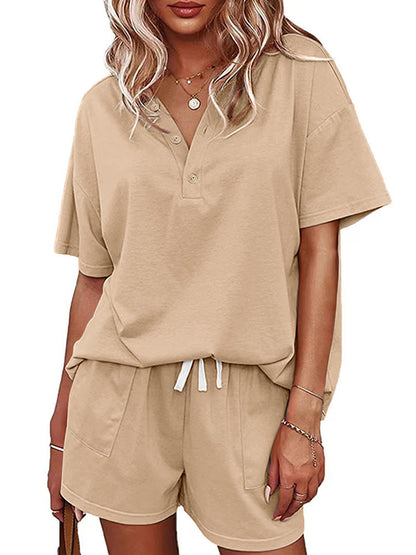 V-Neck Top Shorts Loungewear