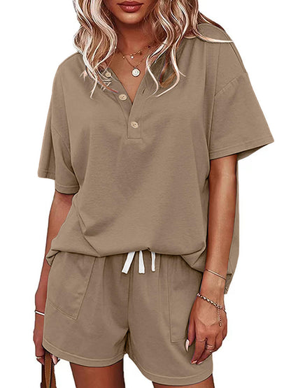 V-Neck Top Shorts Loungewear