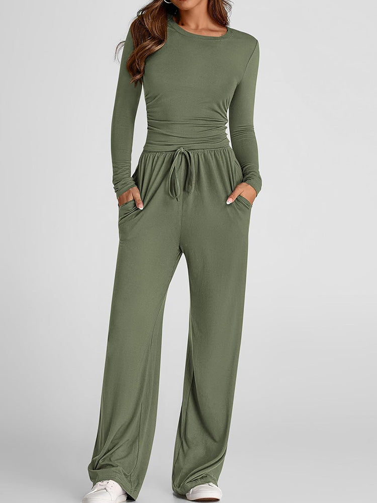 Cozy Crop Top & Wide Pants Set