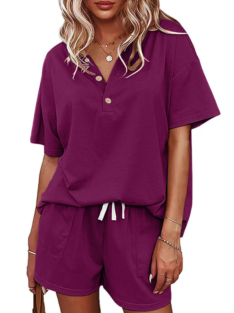 V-Neck Top Shorts Loungewear