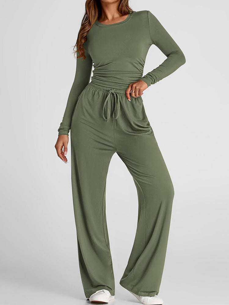 Cozy Crop Top & Wide Pants Set