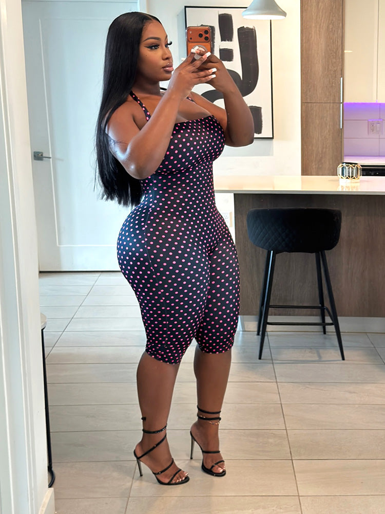 Polka Dot Halter Capri Jumpsuit