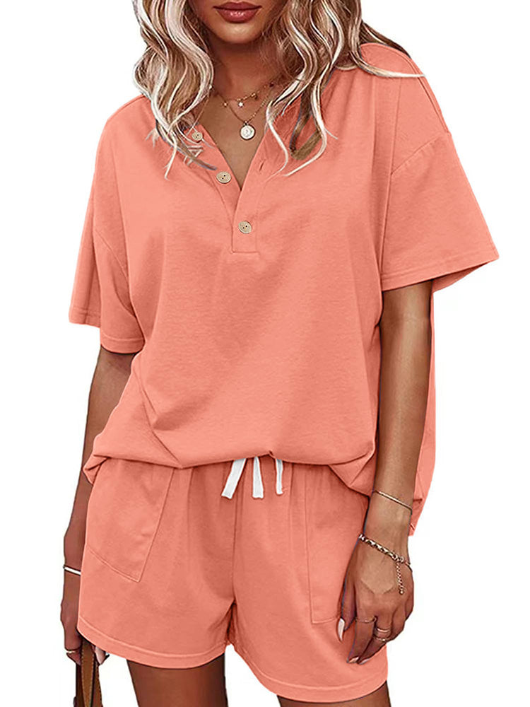 V-Neck Top Shorts Loungewear