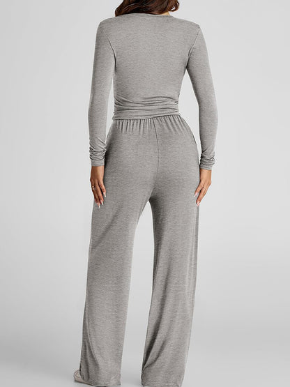 Cozy Crop Top & Wide Pants Set