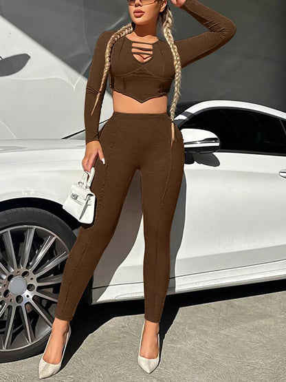 Crop Top Pants Skinny Set