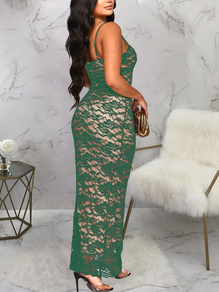 Lace Maxi Dress with Lining - ECHOINE