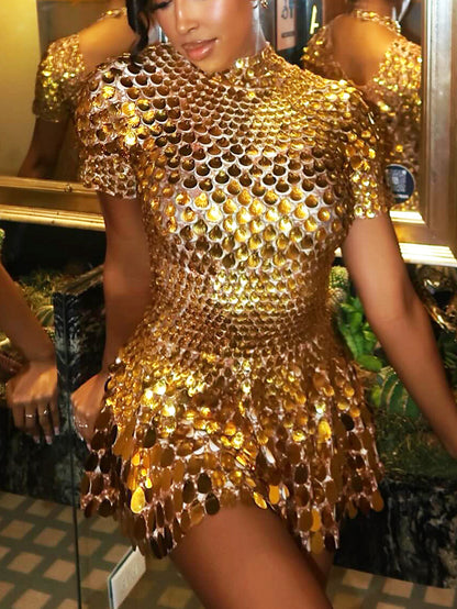 Goddess Sequin Scale Mini Dress