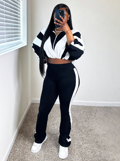 Sporty Contrast Jacket & Leggings Set