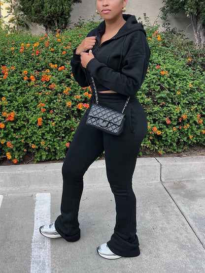 Basic Hoodie Extended Pants Set