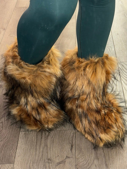 Fluffy Faux Fur Mid-Calf Booties