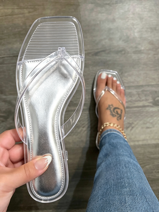 Jelly Thong Kitten Heel Sandals