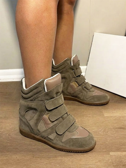 Suede Velcro Wedge Sneakers
