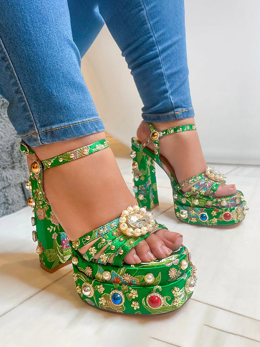 Gorgeous Gem Platform Heel Sandals