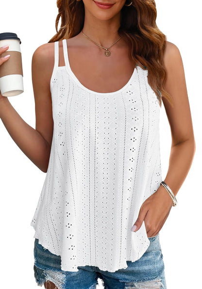 Eyelet Scoop Neck Tank Top