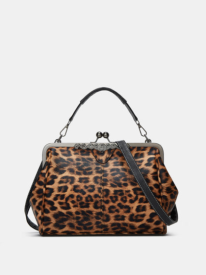 Leopard Print Bow Block Heel Sandals