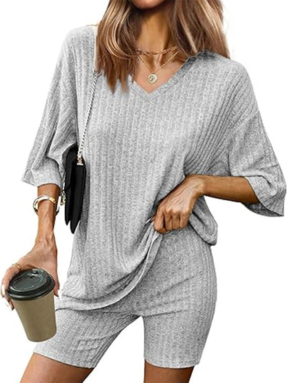 V Neck Loungewear Set