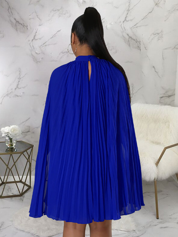 Slit Cloak Sleeve Pleated Dress - ECHOINE