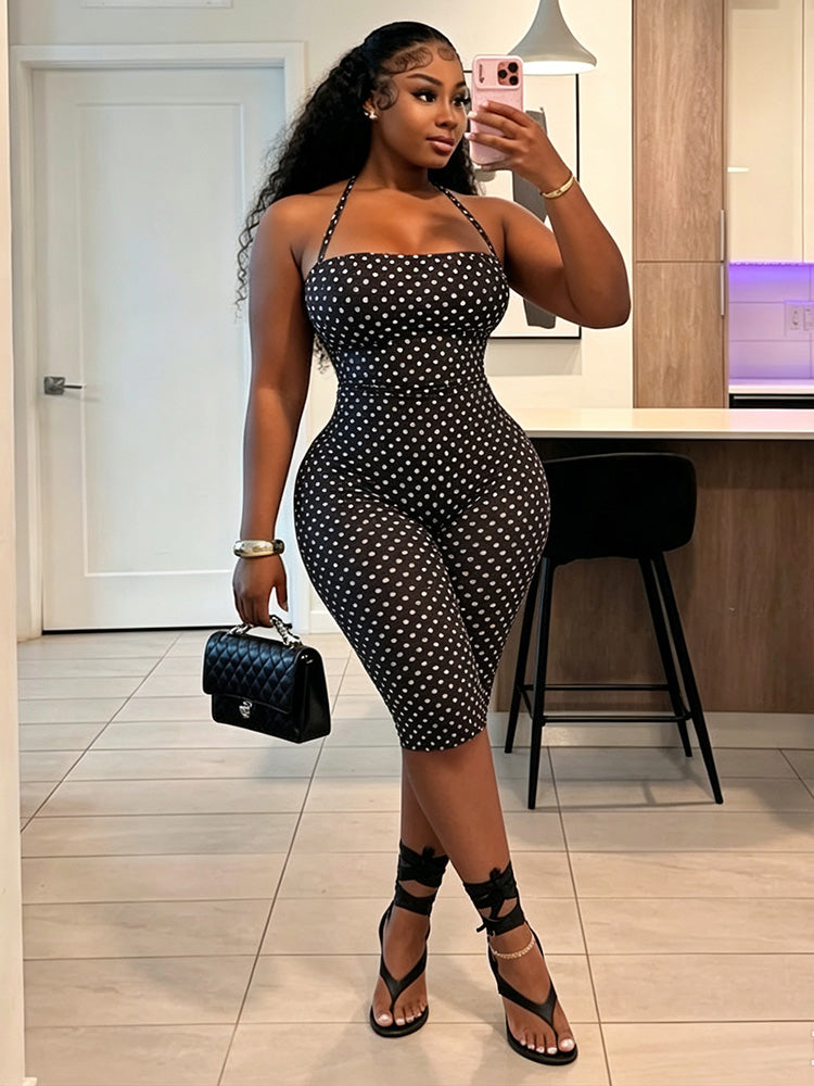 Polka Dot Halter Capri Jumpsuit