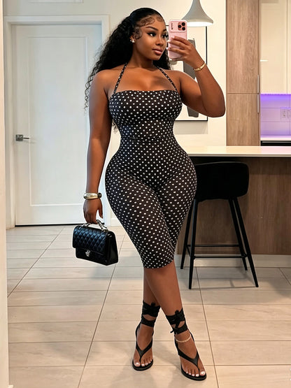 Polka Dot Halter Capri Jumpsuit