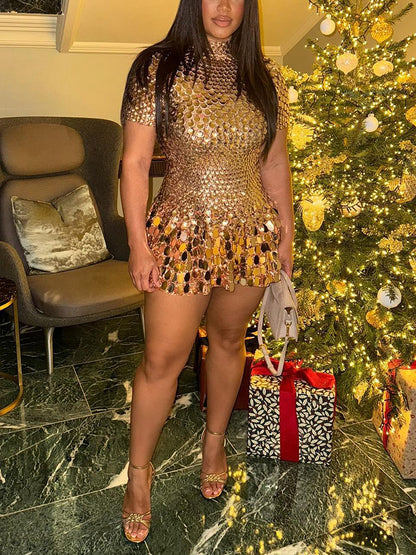 Goddess Sequin Scale Mini Dress