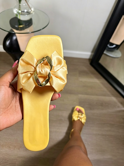 Satin Bow Flat Sandals