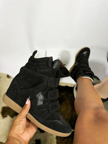 Suede Velcro Wedge Sneakers