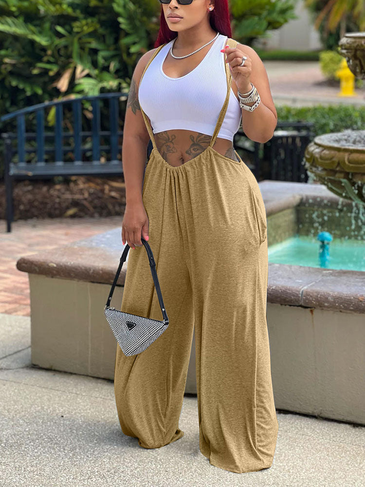 Solid Wide Leg Overall - ECHOINE