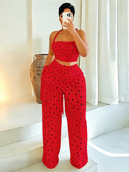 Polka Dot Fringe Three Pieces Set