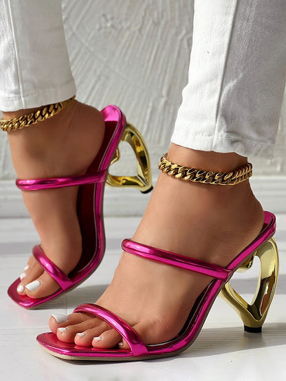 Heart Shaped Heeled Sandals - ECHOINE