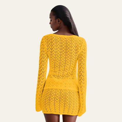 Crochet Knit Top Skirt Set