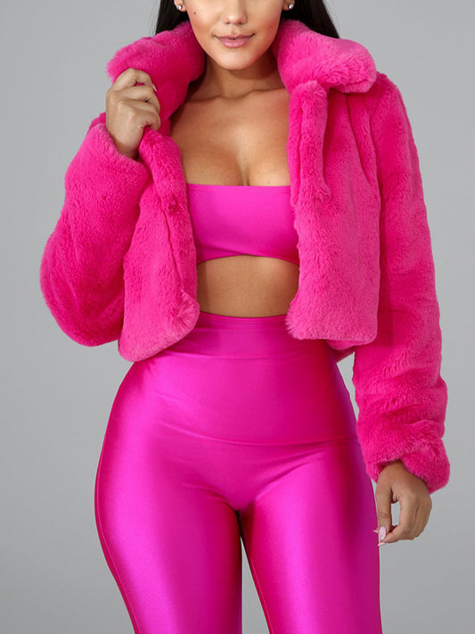 Fuzzy Fleece Open Front Jacket