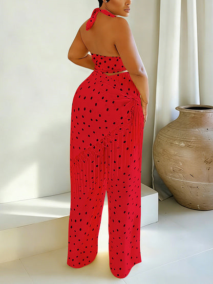 Polka Dot Fringe Three Pieces Set