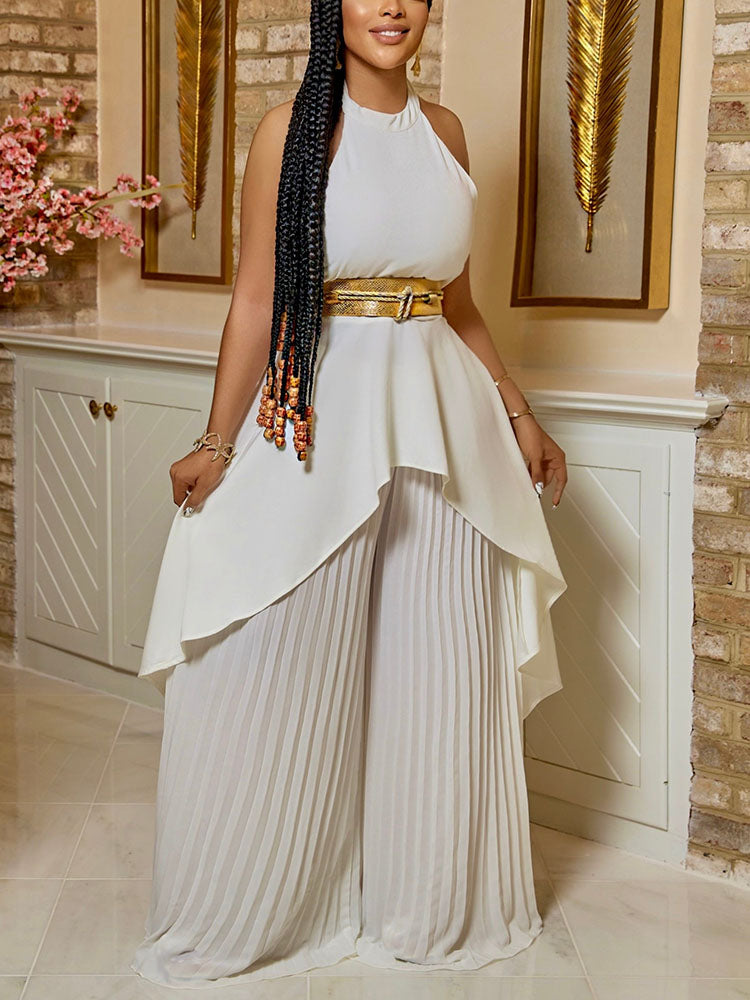 Halter Wide Leg Pants Set - ECHOINE