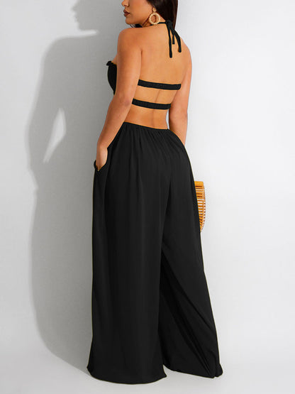 Chiffon Wide Leg Jumpsuit - ECHOINE