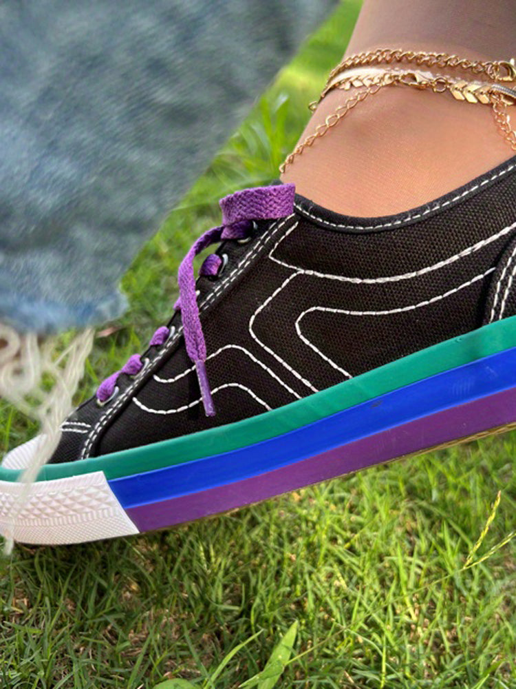 Rainbow Canvas Sneakers - ECHOINE