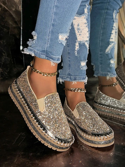 Glitter Slip-On Loafers