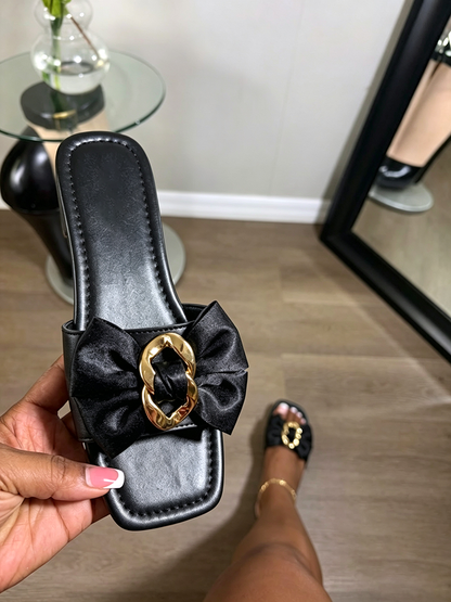 Satin Bow Flat Sandals