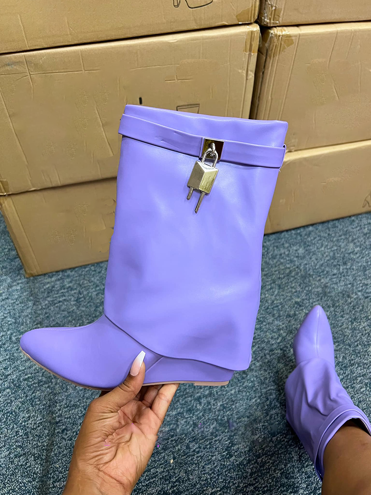 Lock & Key Leather Wedge Calf Booties