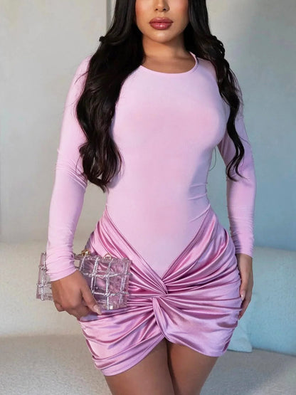 Bodysuit Attached Wrap Twist Knot Dress