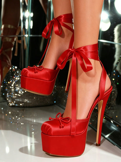 Ballet Satin Lace-Up Pumps