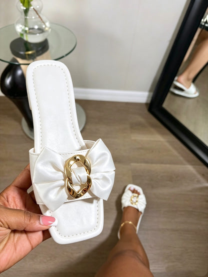 Satin Bow Flat Sandals