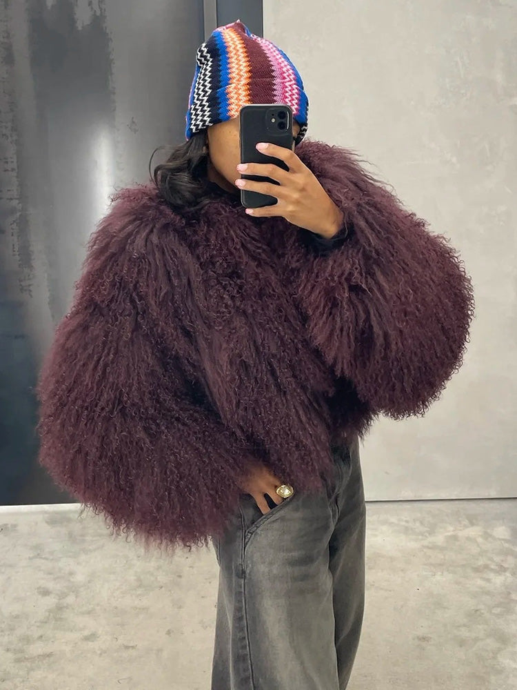 Cloud Mongolian Fur Jacket