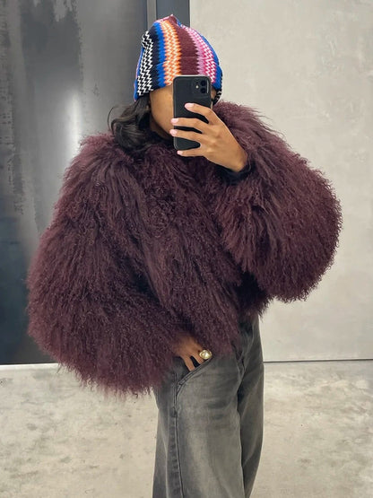 Cloud Mongolian Fur Jacket
