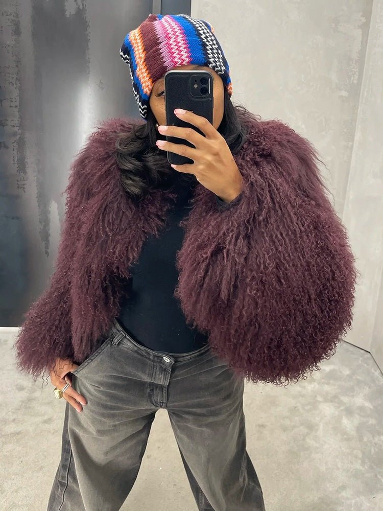 Cloud Mongolian Fur Jacket