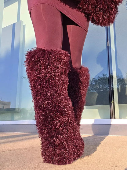 Thigh High Mongolian Fur Boots