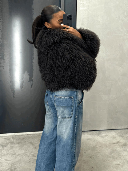 Cloud Mongolian Fur Jacket