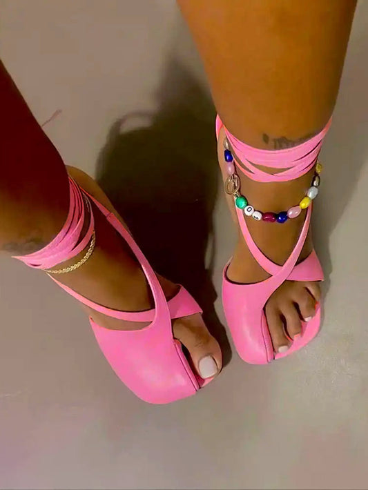 Open Toe Lace-Up Sandals